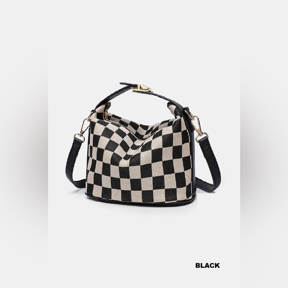 Zenana Outfitters Handbags - Zenana Checkered Hollace Crossbody Cube Tote Bag